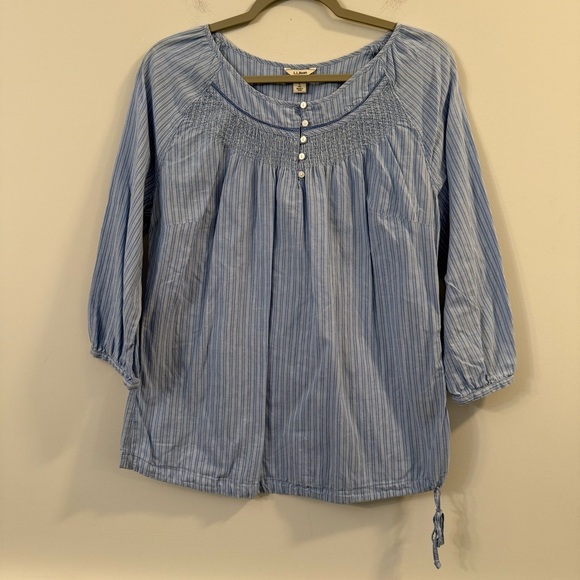 L.L. Bean Tops - Women’s L.L. Bean Light Blue Striped quarter sleeve Blouse